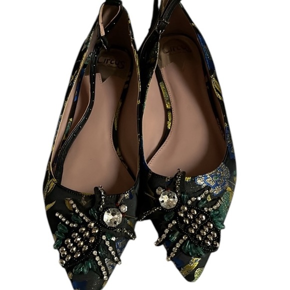 Circus by Sam Edelman size 10 rare black print damask flats rhinestone details - Picture 10 of 16